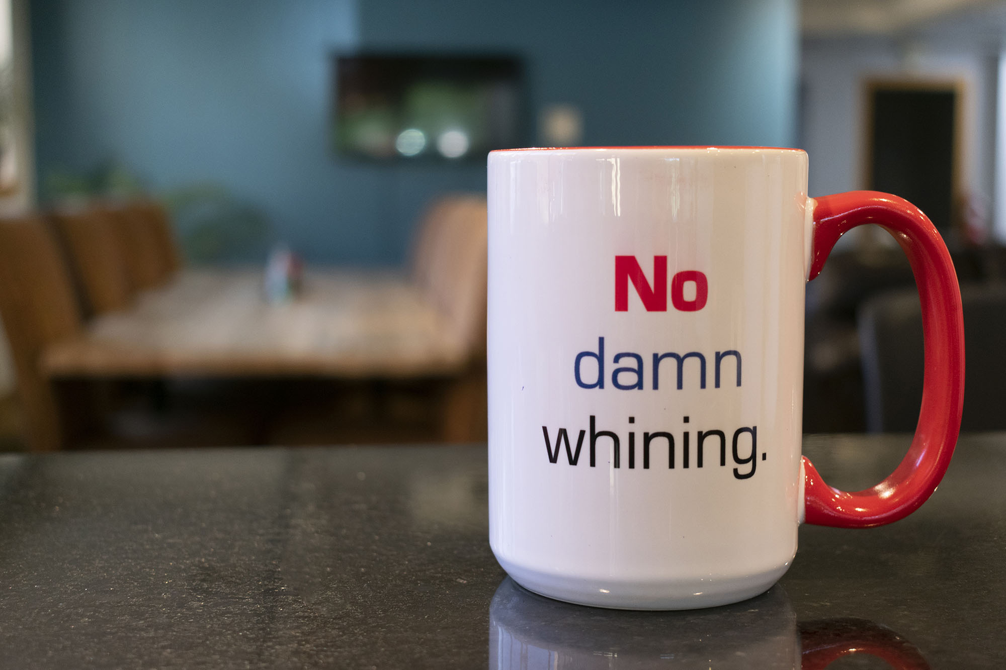 No whining mug JetCo Solutions Mug That Has Company Value: No Damn Whining